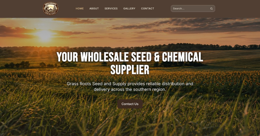 Grassroots Seed and Supply website homepage preview